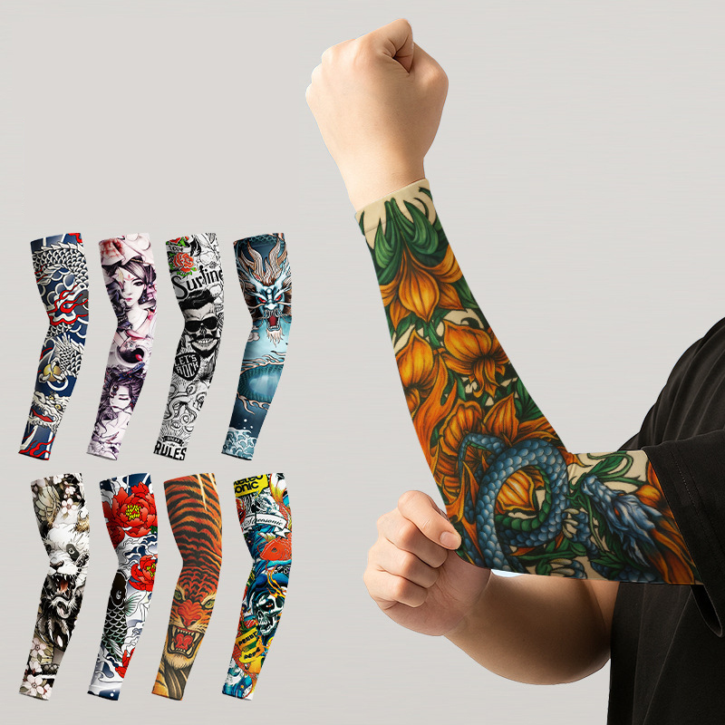 6 قطع/مجموعة أكمام وشم وهمية ل - مراجعة Cycling Arm Warmers وسعره